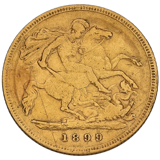 22ct Gold Queen Victoria Half Sovereign Coin 1899