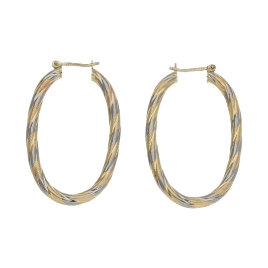 9ct Bicolour Gold Hoop Earrings