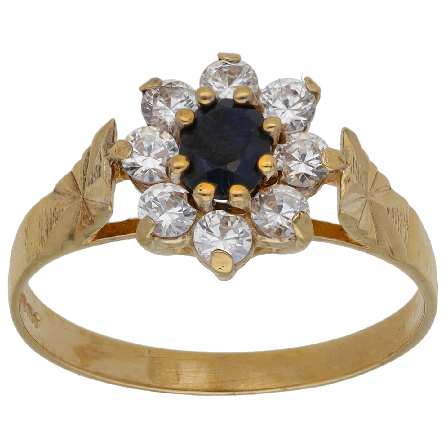 9ct Gold Sapphire & Cubic Zirconia Dress/Cocktail Ring Size P