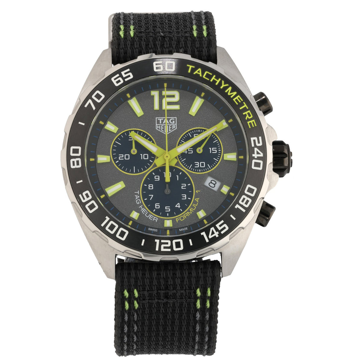 Tag Heuer Formula 1 CAZ101AG, grey and green dial with adjustable fabric bracelet