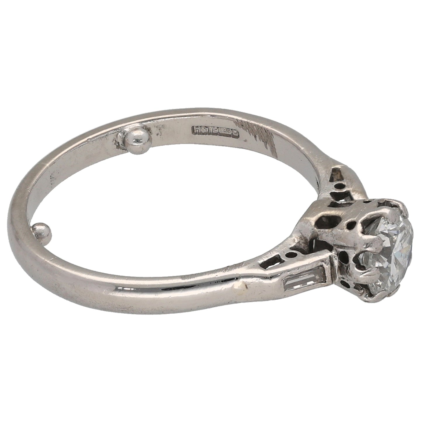 14ct White Gold 0.64ct Diamond Three Stone Ring Size K