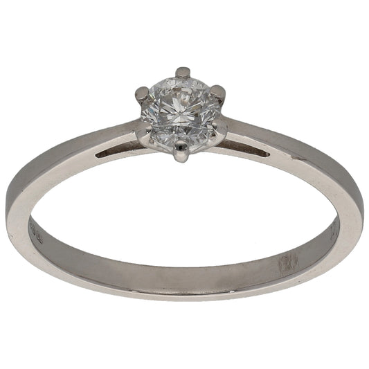 18ct White Gold 0.33ct Diamond Solitaire Ring Size M