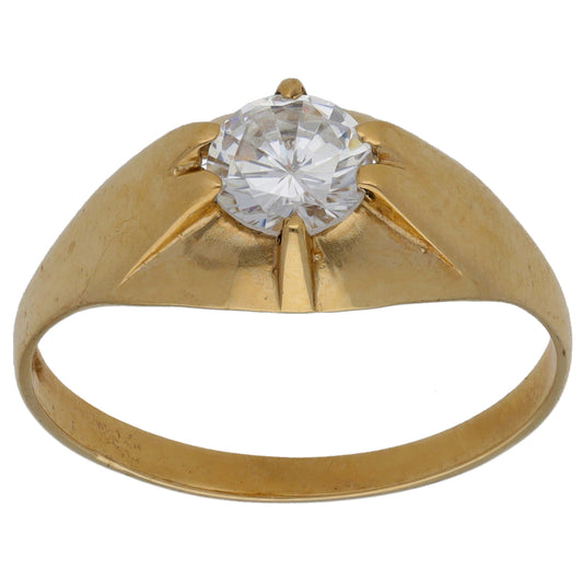 9ct Gold Cubic Zirconia Single Stone Ring Size Q