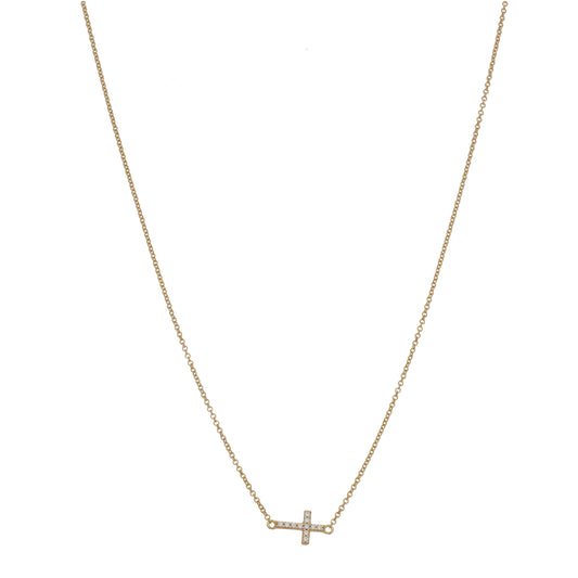 New 9ct Gold Cubic Zirconia Cross Belcher Chain 18"
