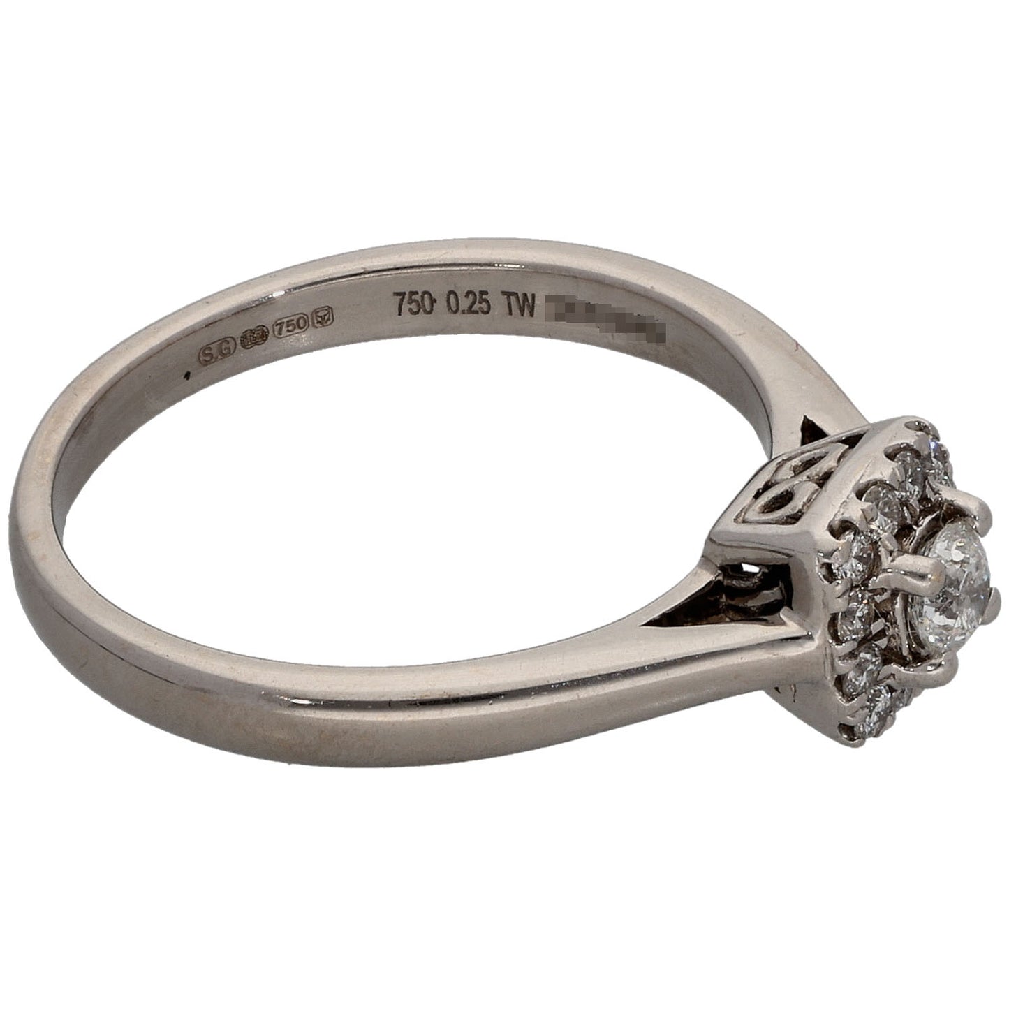 18ct White Gold 0.25ct Diamond Cluster Ring Size K