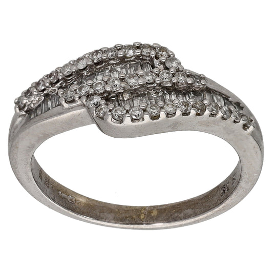 9ct White Gold 0.53ct Diamond Dress/Cocktail Ring Size M