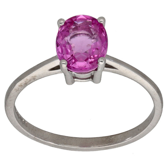 18ct White Gold Sapphire Single Stone Ring Size M