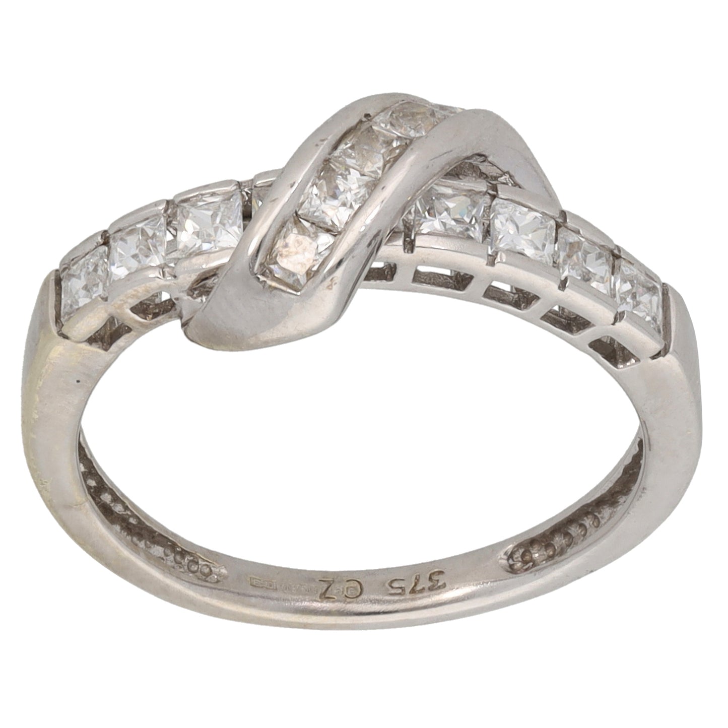 9ct White Gold Cubic Zirconia Half Eternity Ring Size L