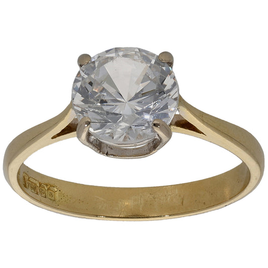 18ct Gold Cubic Zirconia Single Stone Ring Size N
