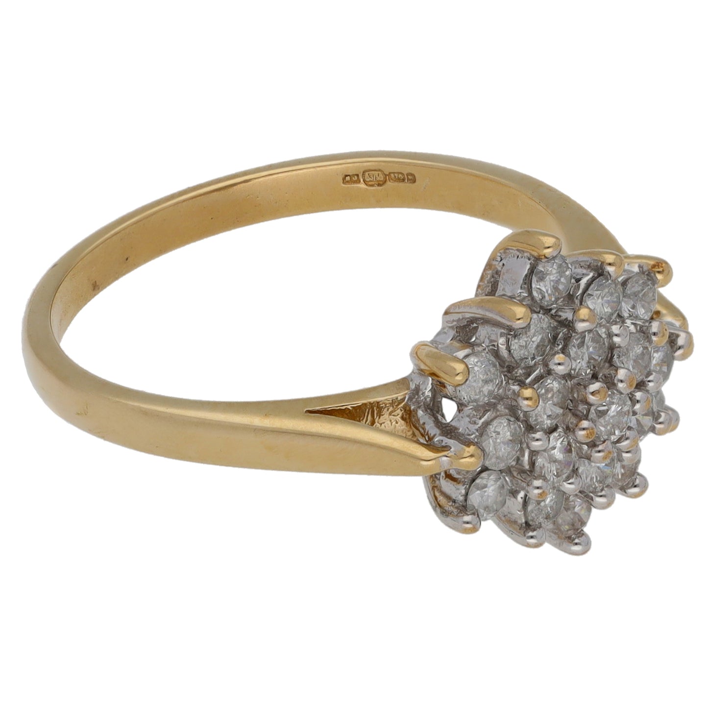 9ct Gold 0.50ct Diamond Cluster Ring Size P