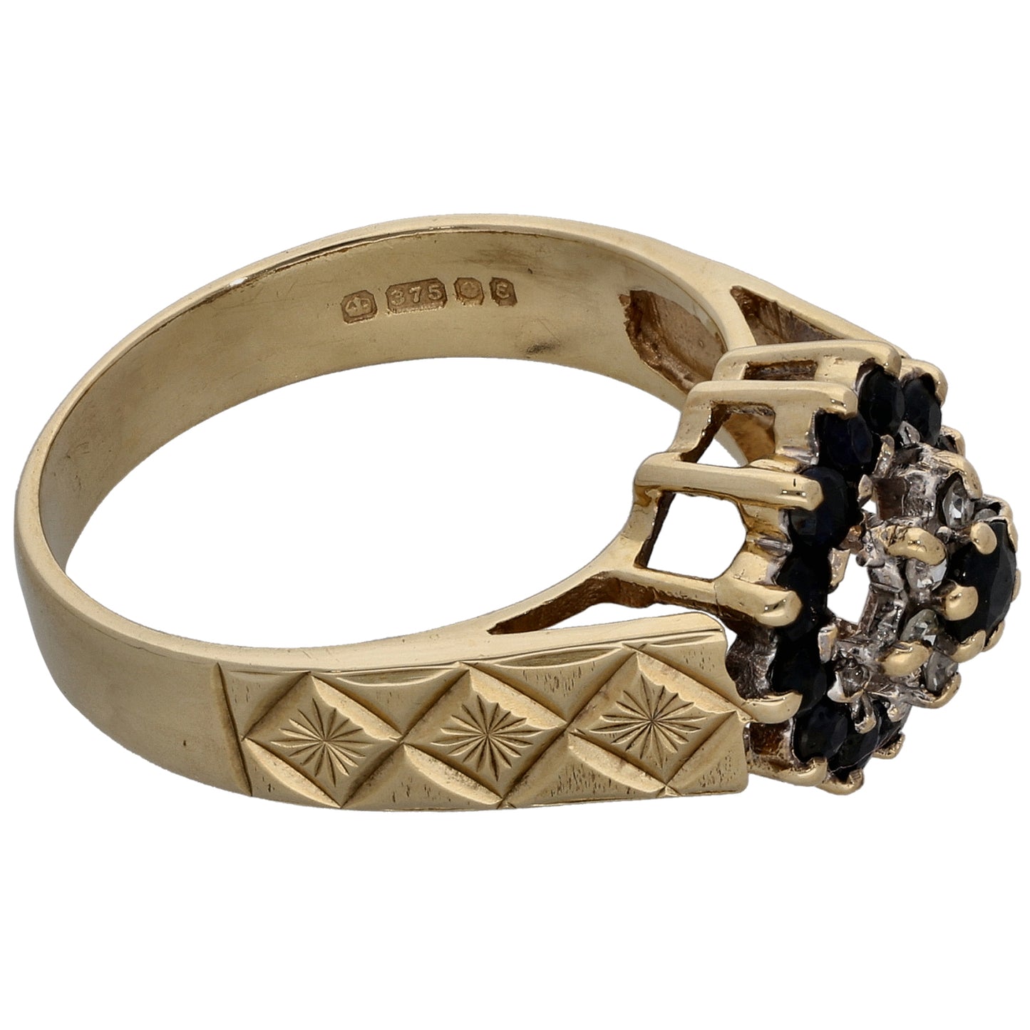 9ct Gold 0.03ct Diamond & Sapphire Alternative Ring Size P