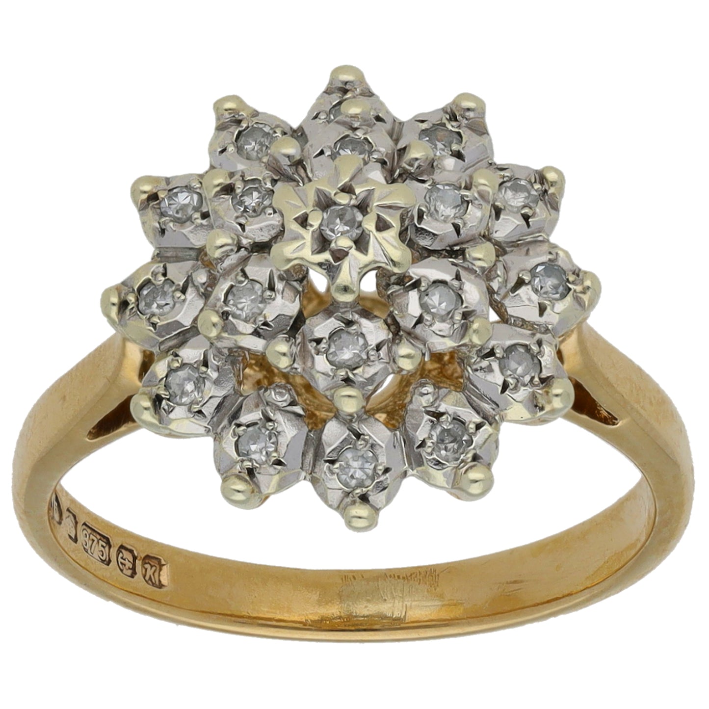 9ct Gold 0.19ct Diamond Cluster Ring Size K