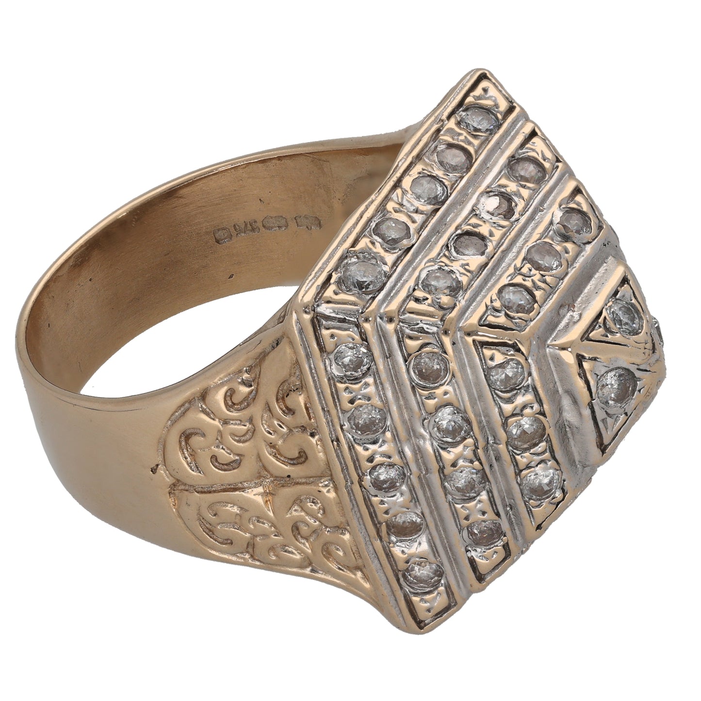 9ct Gold Cubic Zirconia Pyramid Ring Size Z+1