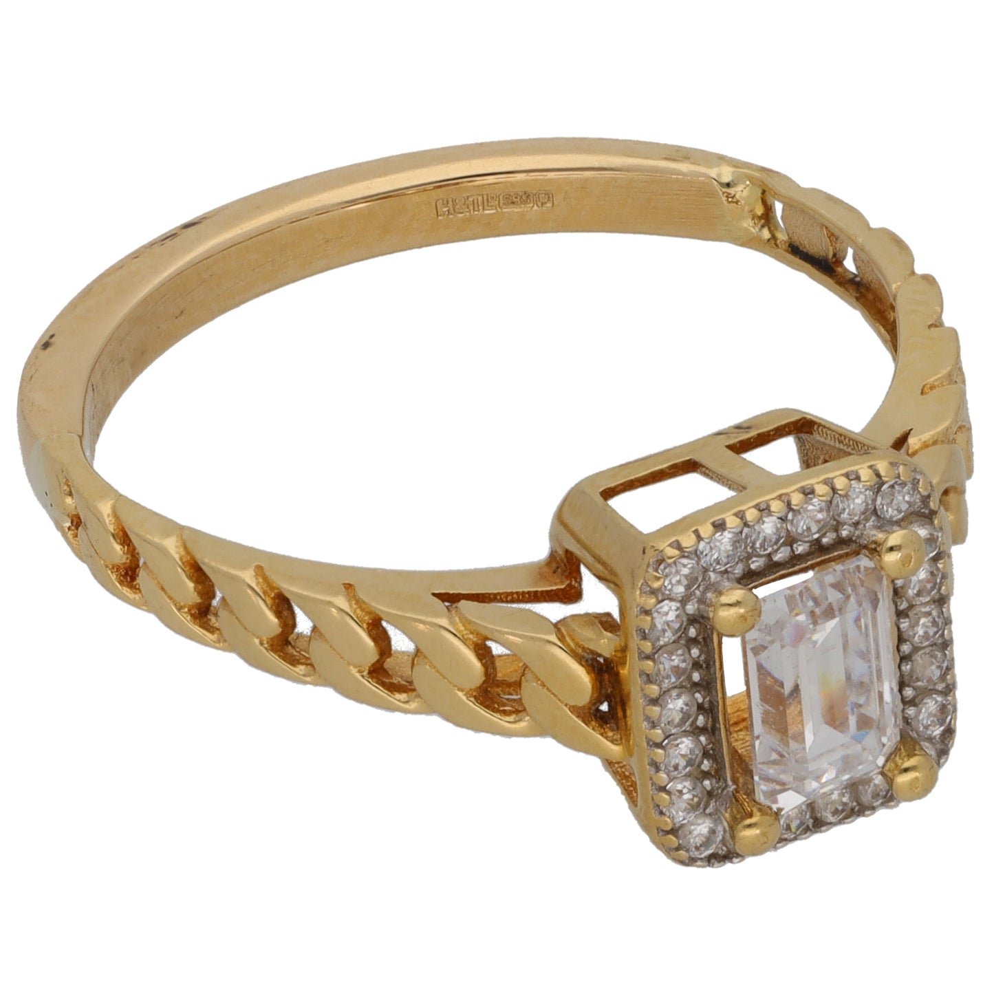 14ct Gold Cubic Zirconia Cluster Ring Size T