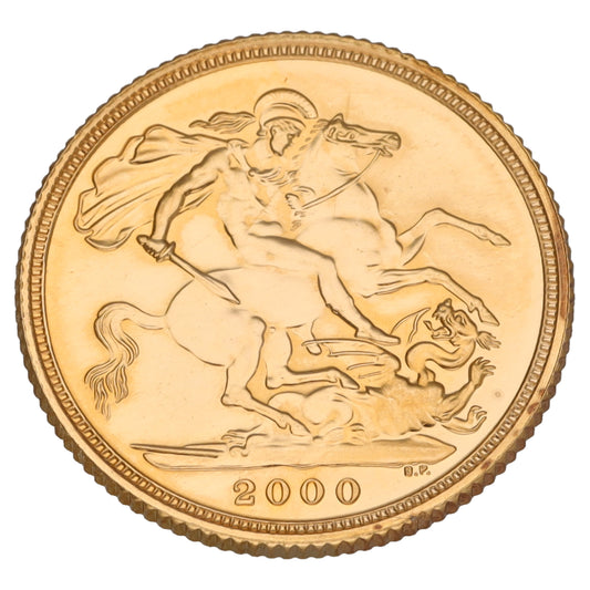 22ct Gold Queen Elizabeth II Full Sovereign Coin 2000