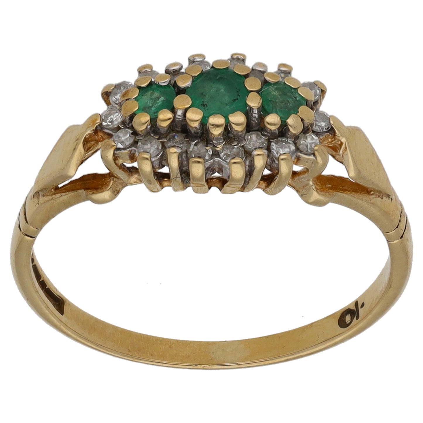 9ct Gold 0.10ct Diamond & Emerald Dress/Cocktail Ring Size K