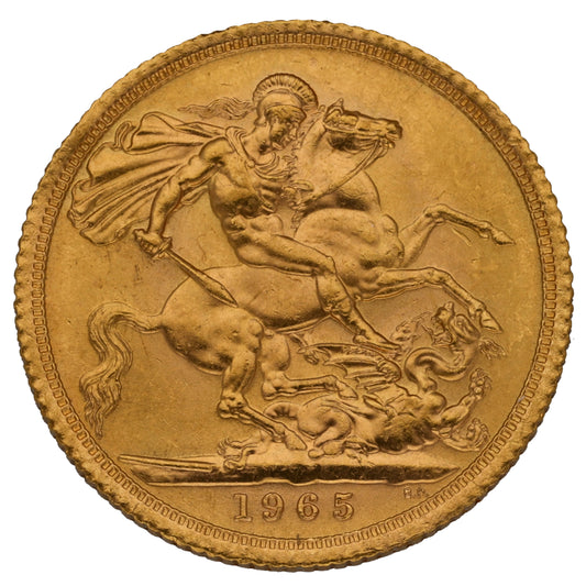 22ct Gold Queen Elizabeth II Full Sovereign Coin 1965