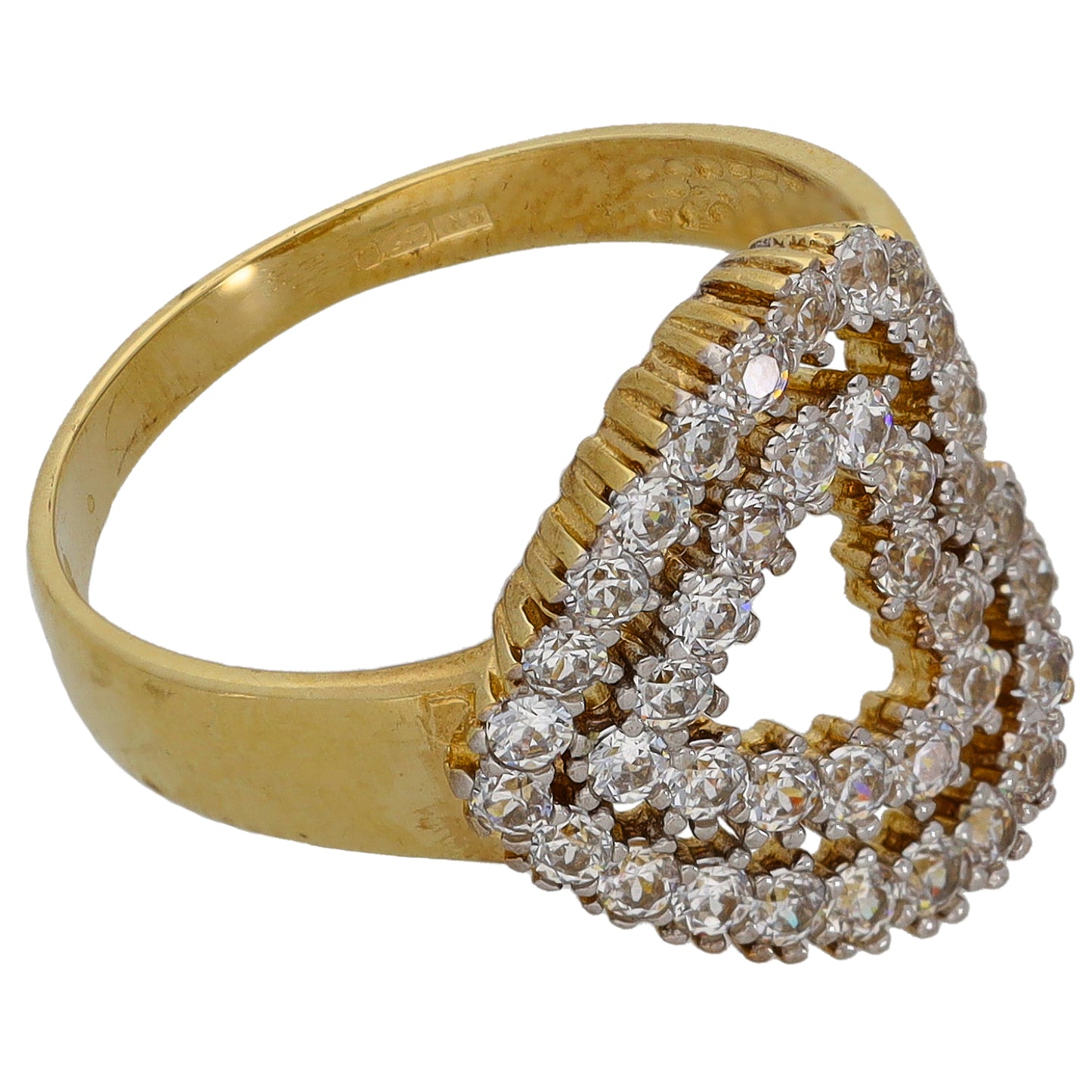 9ct Gold Cubic Zirconia Dress/Cocktail Ring Size P