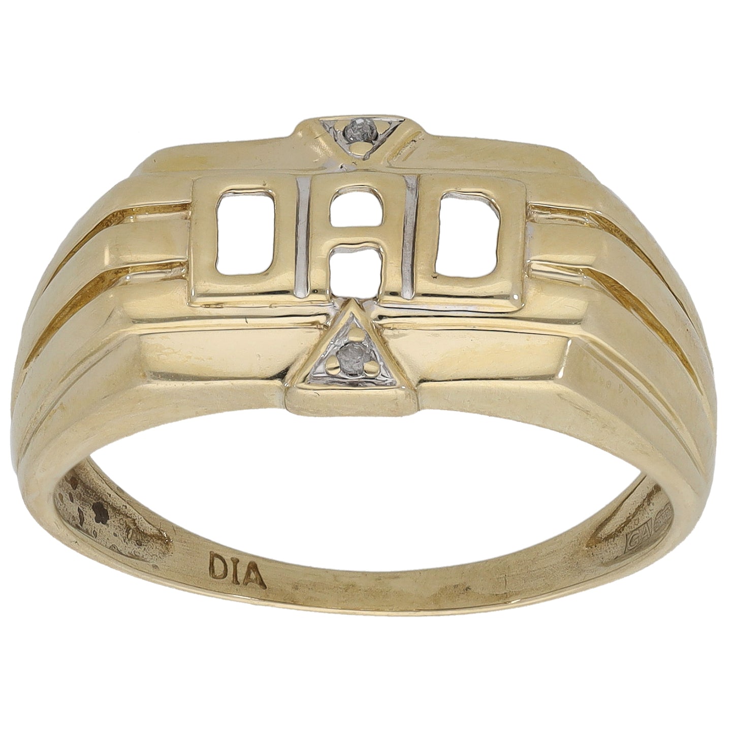 9ct Gold 0.01ct Diamond Dad Ring Size U