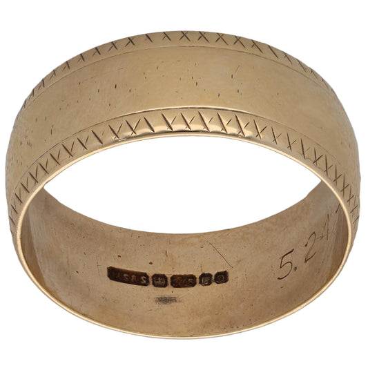 9ct Gold Patterned Wedding Ring Size W
