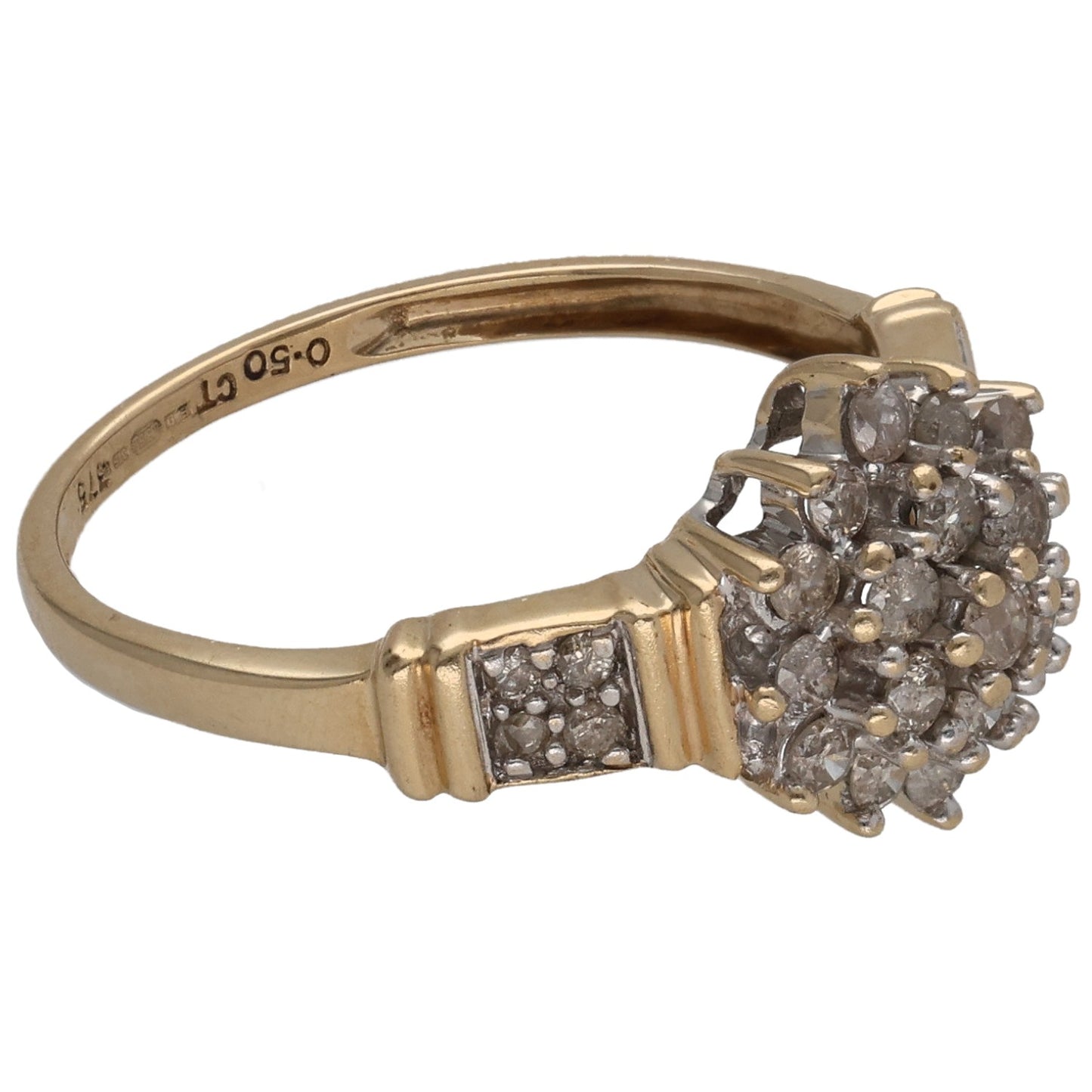9ct Gold 0.50ct Diamond Cluster Ring Size N