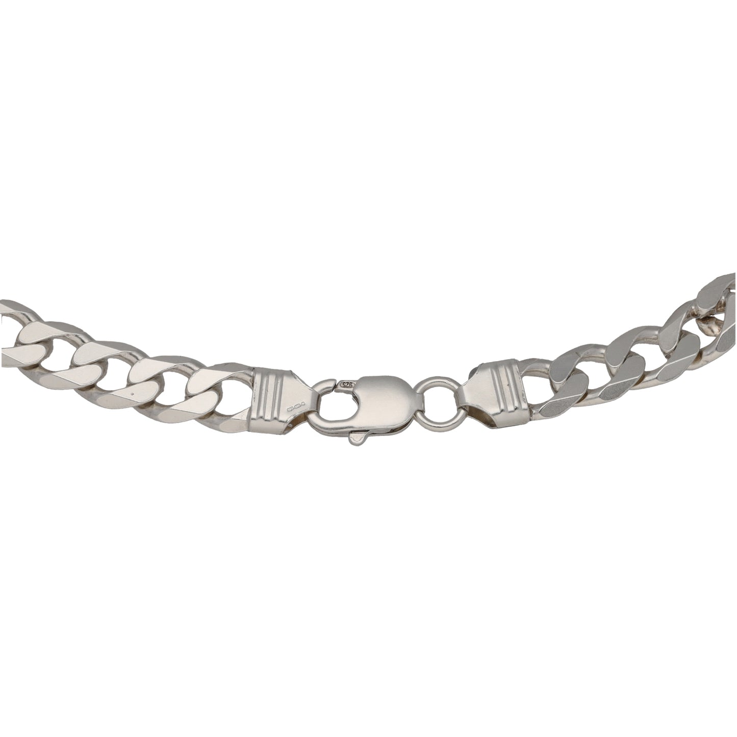 Sterling silver curb chain with lobster clasp and link extender rings, 20 in