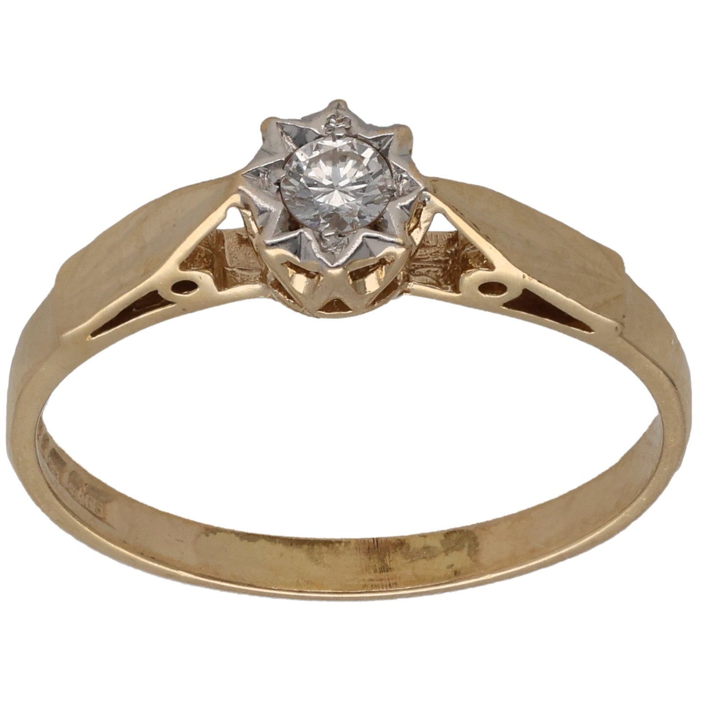 9ct Gold 0.10ct Diamond Solitaire Ring Size O
