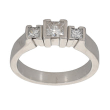 Load image into Gallery viewer, Platinum Ladies Three Stone Ring Size L
