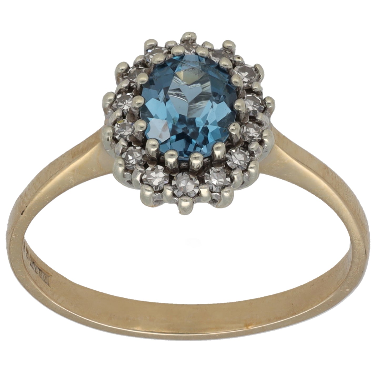 9ct Gold Topaz & 0.28ct Diamond Dress/Cocktail Ring Size P