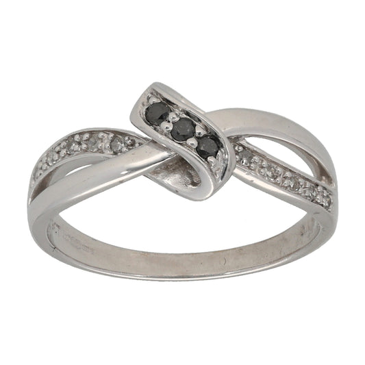 9ct White Gold 0.13ct Diamond Dress/Cocktail Ring Size L