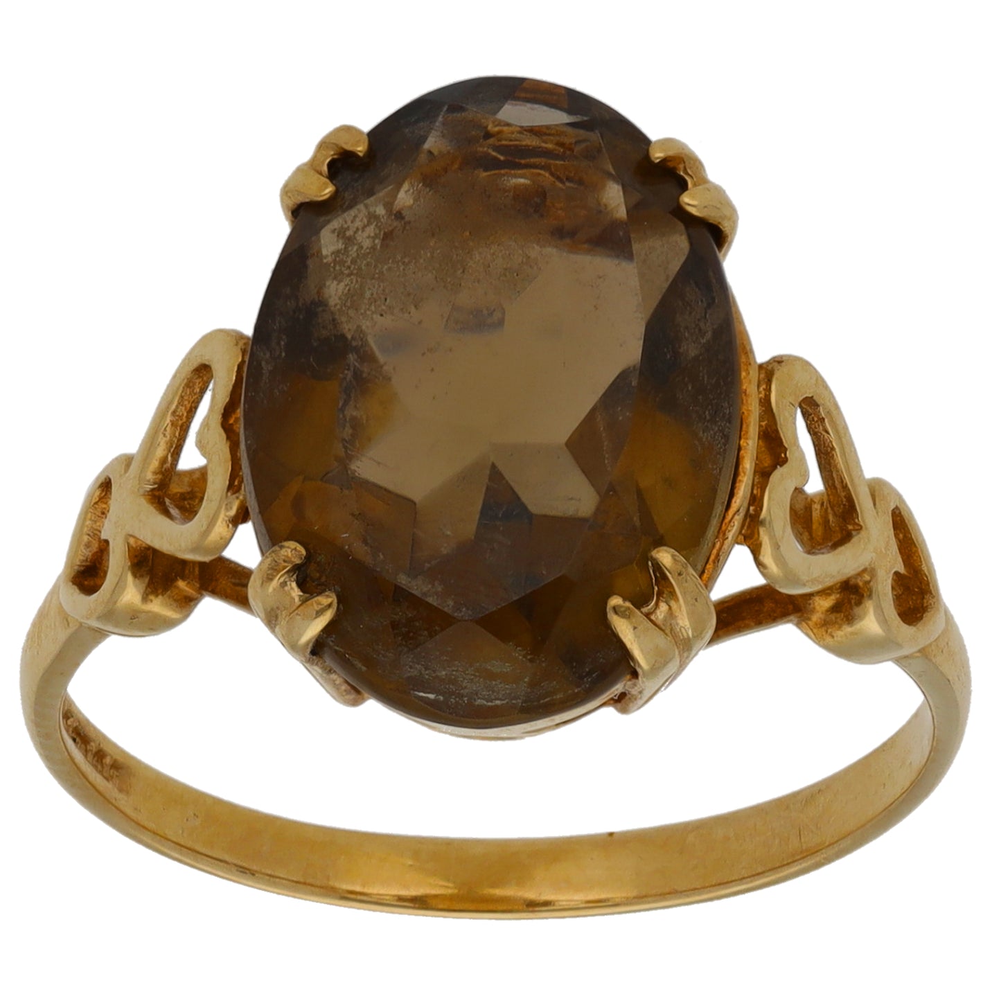 9ct Gold Smoky Quartz Single Stone Ring Size N