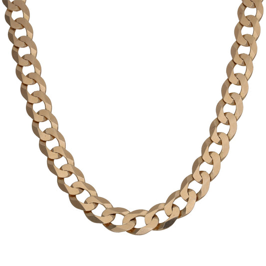 9ct gold curb chain necklace, linked oval links, 22 in length