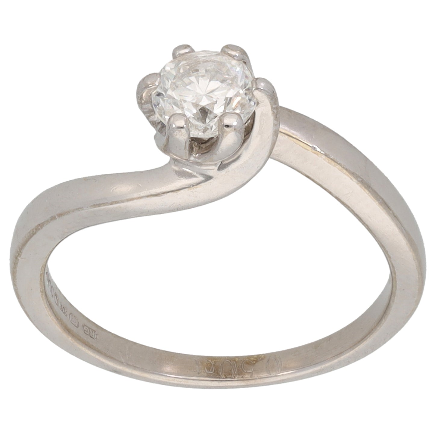 9ct White Gold 0.50ct Diamond Solitaire Ring Size K