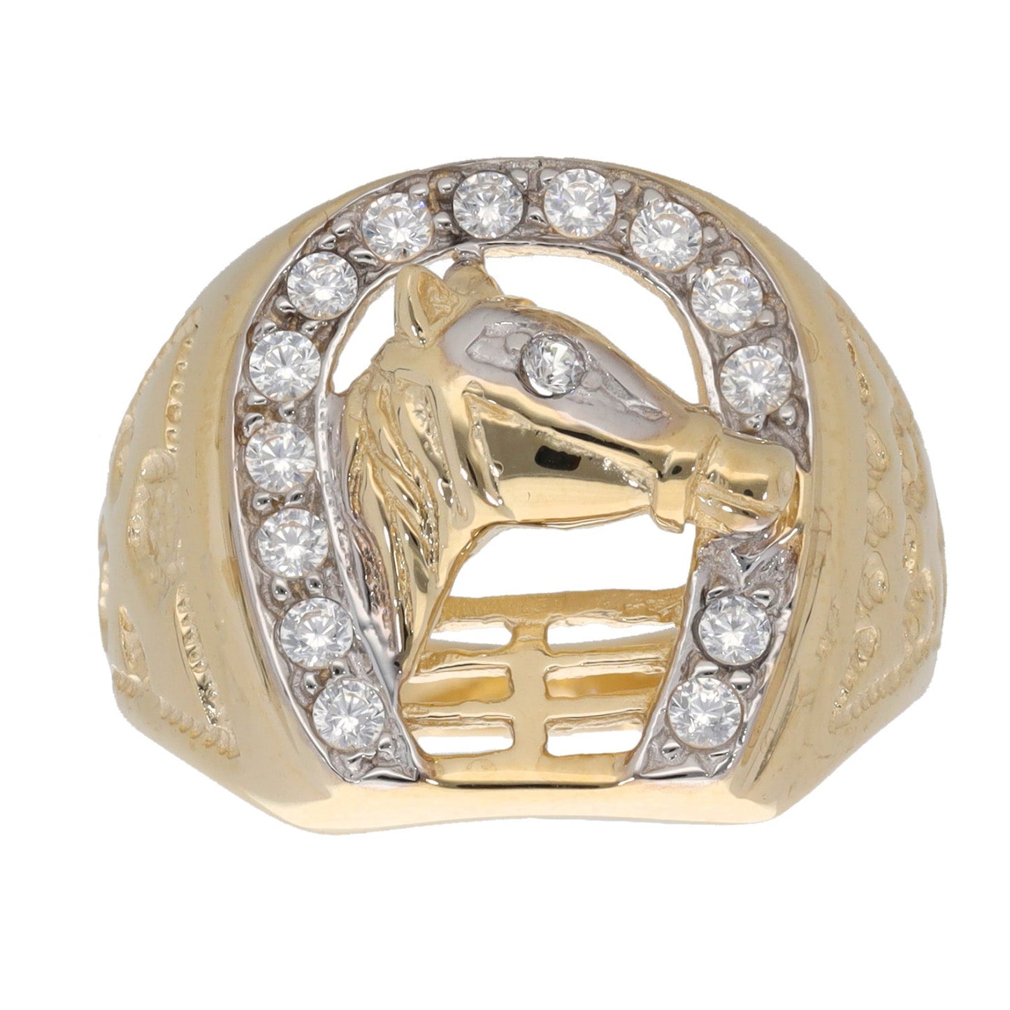 9ct Gold Cubic Zirconia Horseshoe Ring