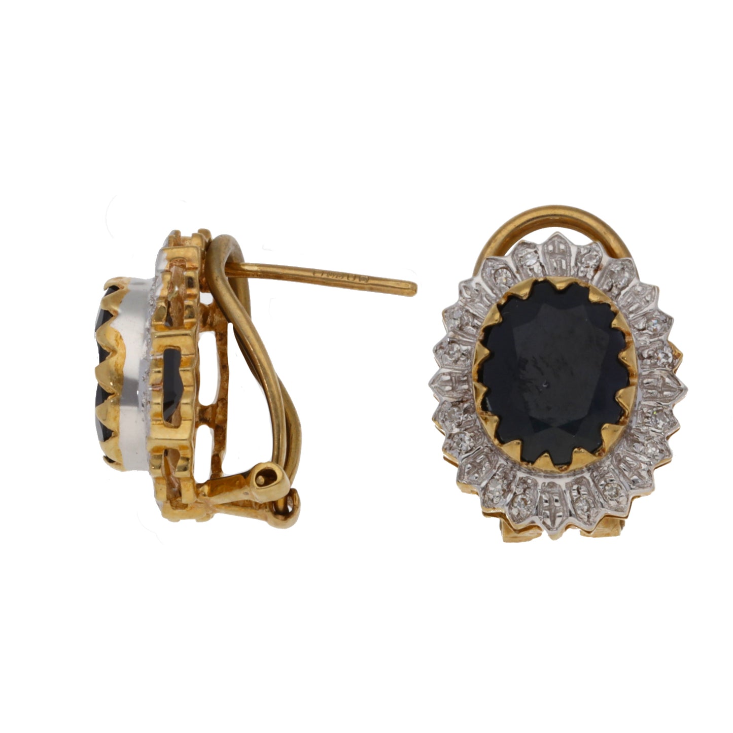 9ct Gold Sapphire & 0.16ct Diamond Dress/Cocktail Earrings