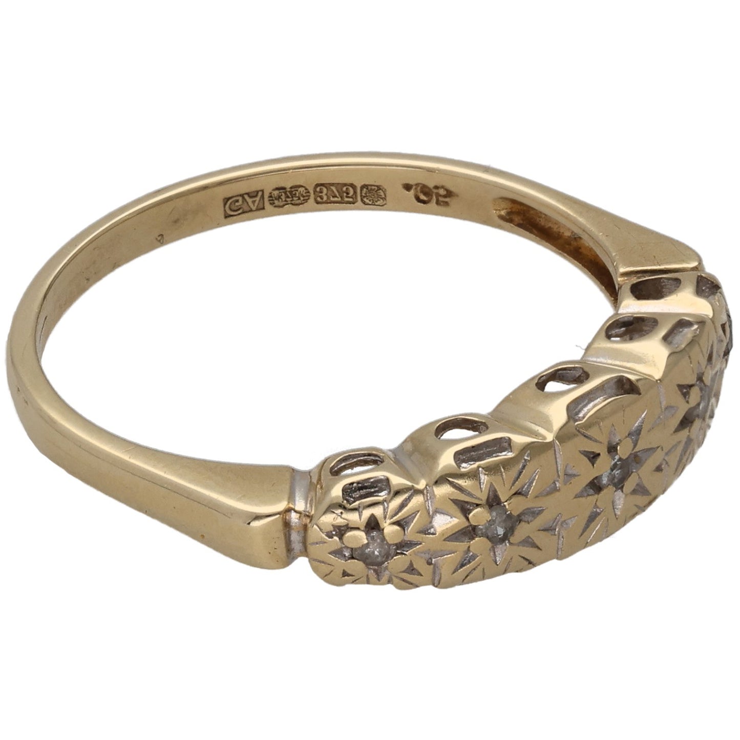 9ct Gold 0.075ct Diamond Dress/Cocktail Ring Size P