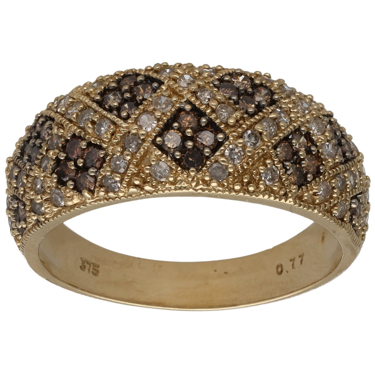 9ct Gold 0.77ct Diamond Dress/Cocktail Ring Size P