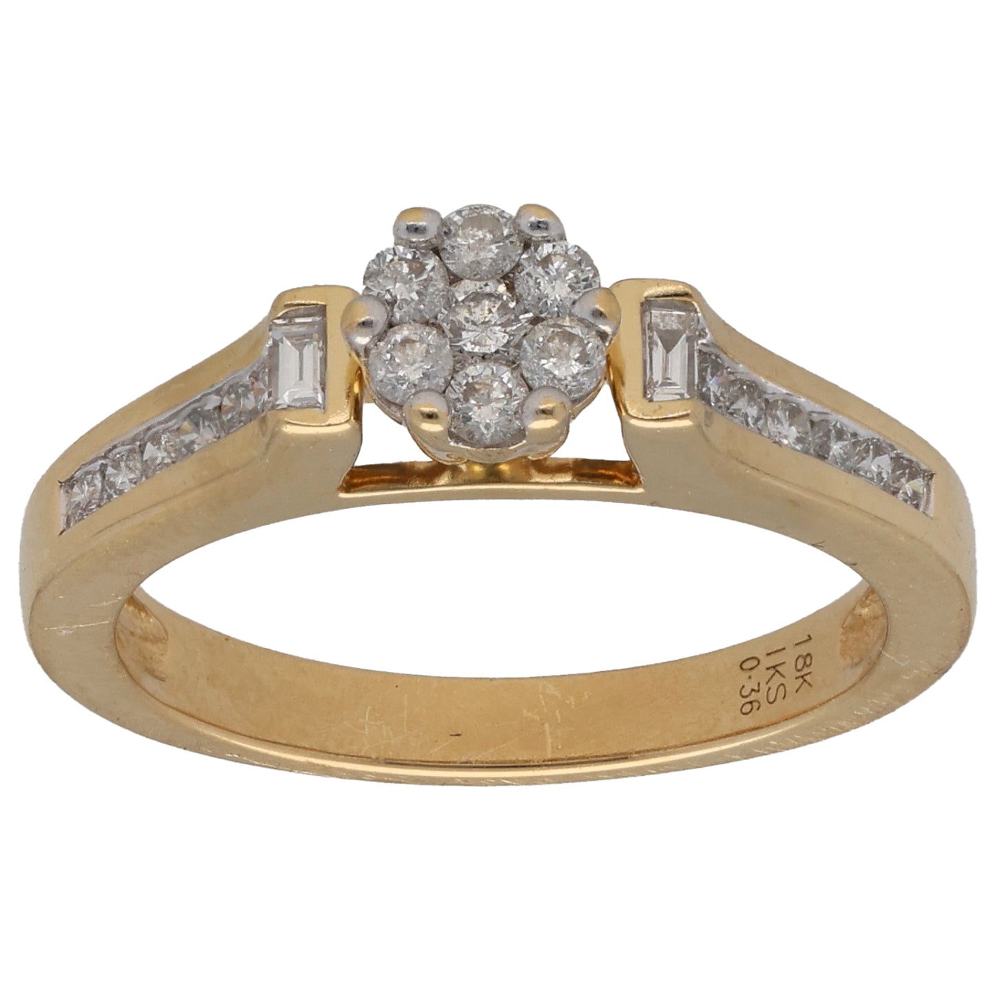 18ct Gold 0.36ct Diamond Cluster Ring Size M