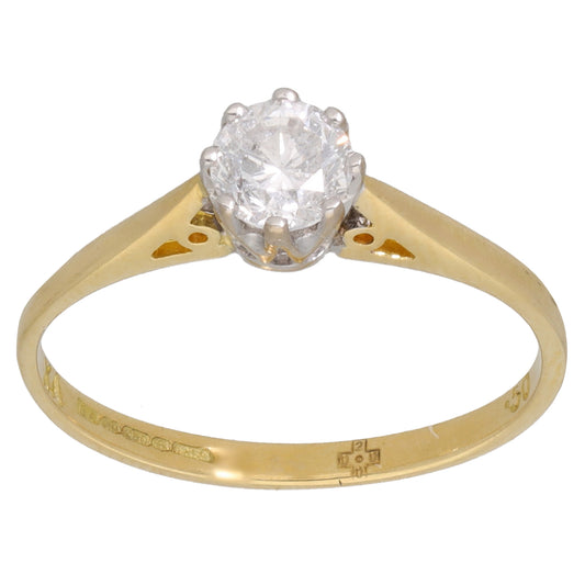 18ct Gold 0.50ct Diamond Solitaire Ring Size O