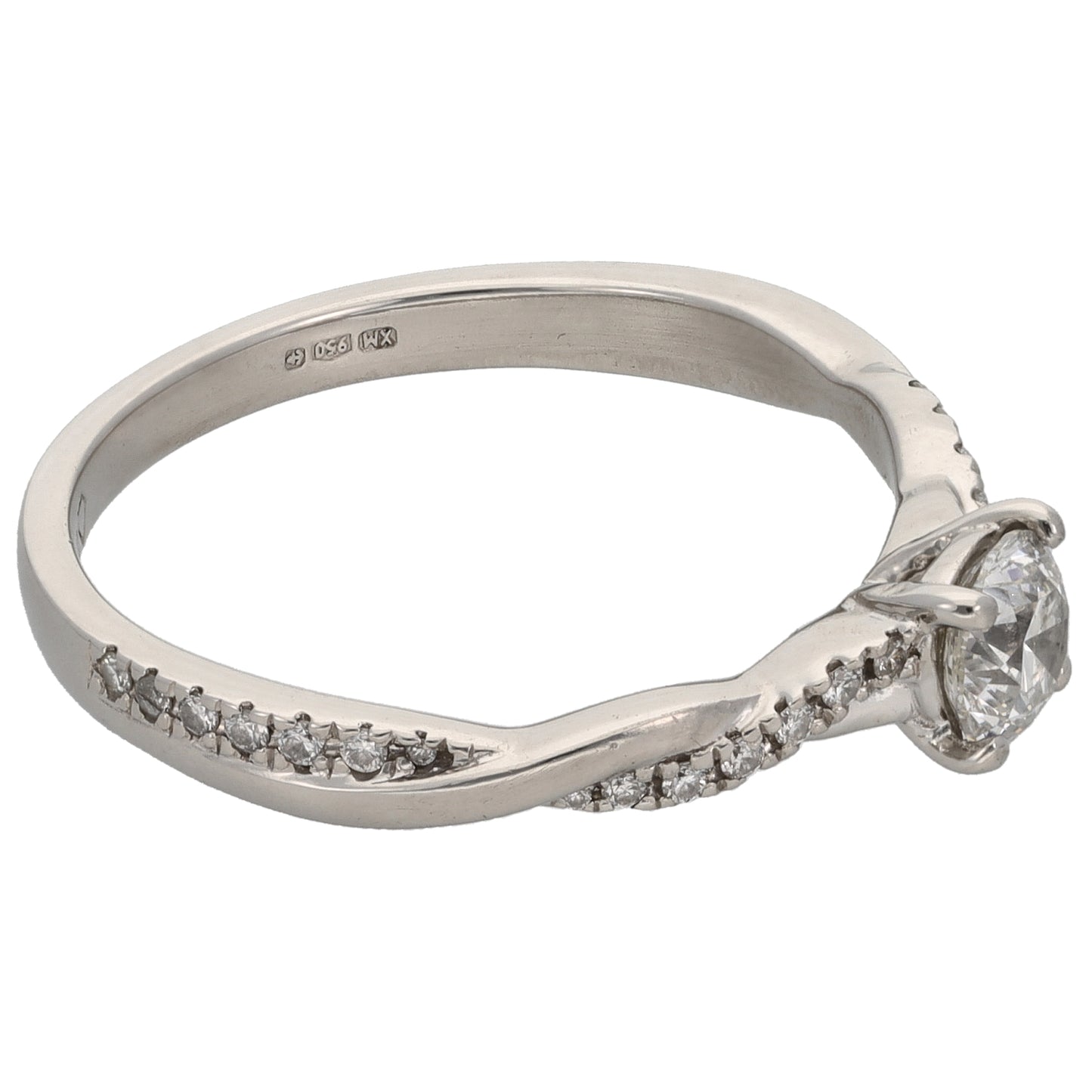 Platinum 0.56ct Diamond Solitaire Ring With Accent Stones Size P