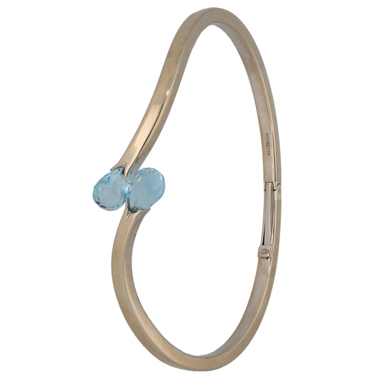 9ct White Gold Topaz Hinged/Clasp Bangle
