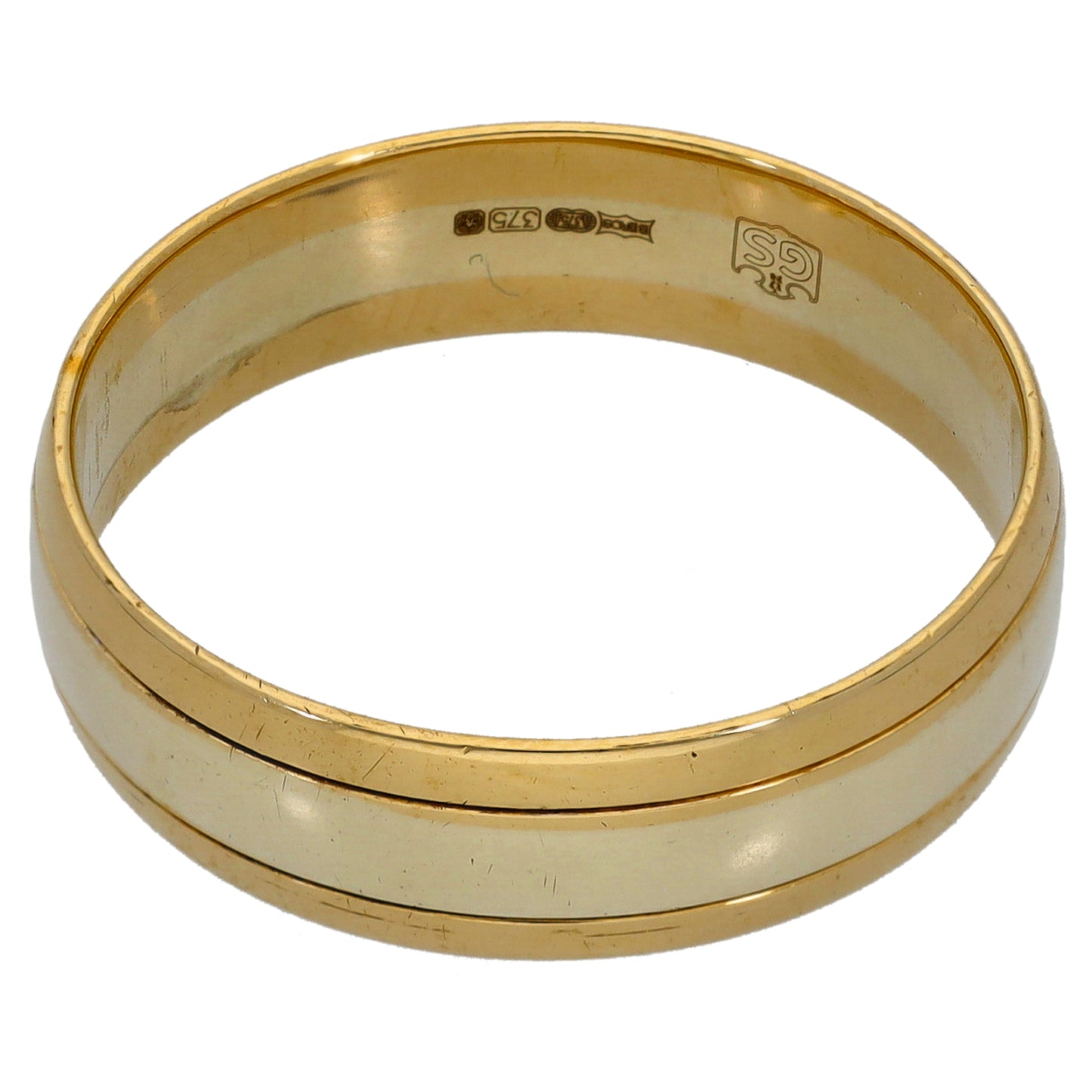 9ct Bicolour Gold Plain Wedding Ring Size X