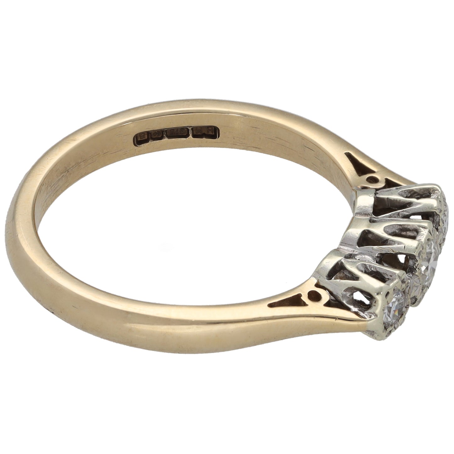 9ct Gold 0.20ct Diamond Trilogy Ring Size P