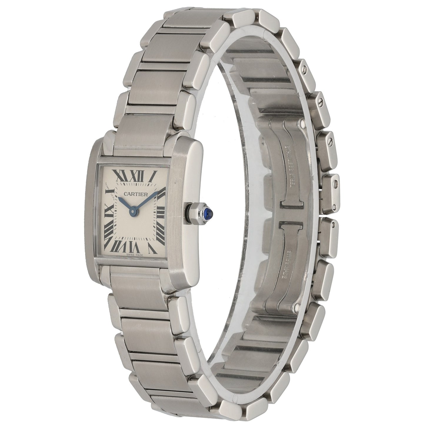 Cartier Tank Francaise W51008Q3 stainless steel watch case with crown and bracelet links
