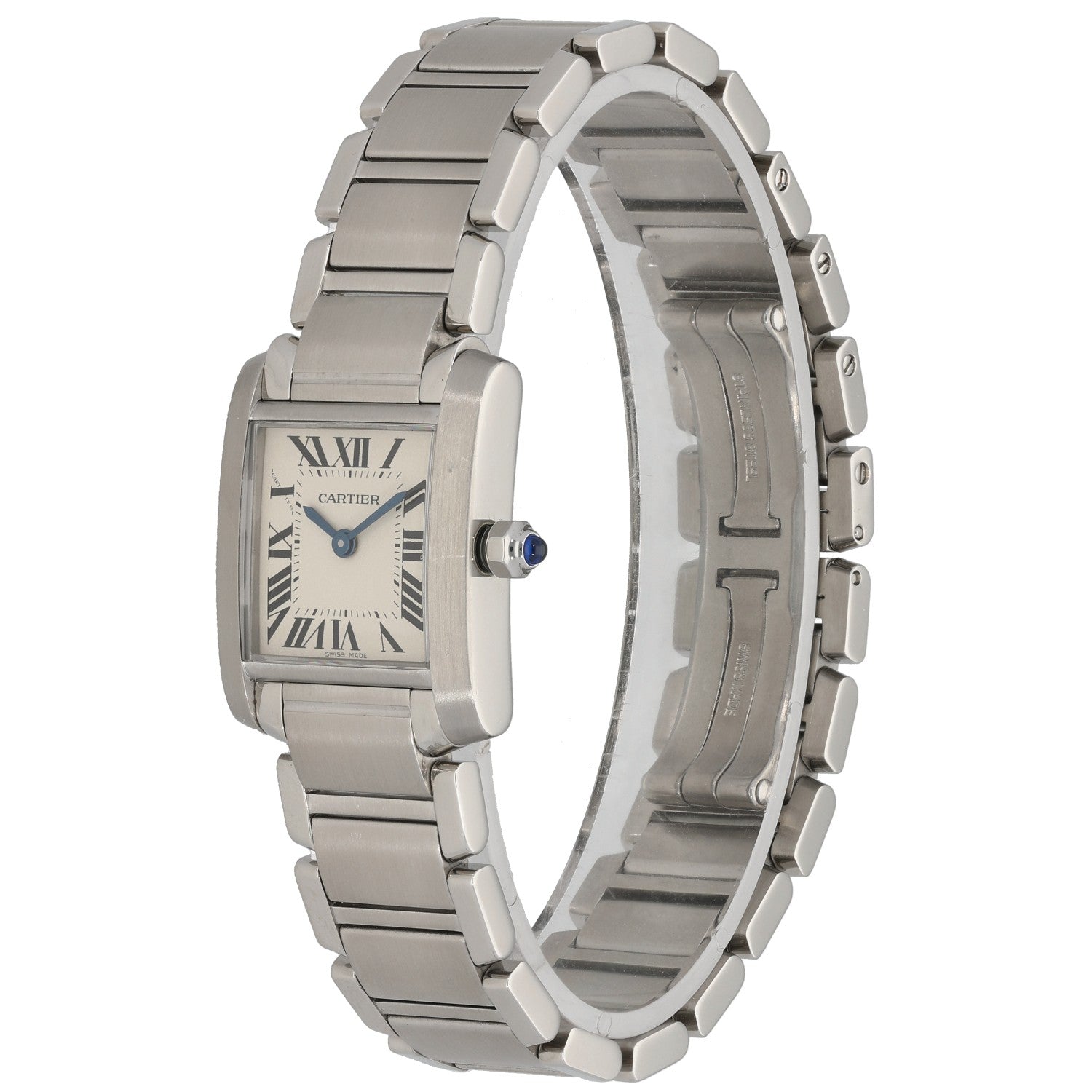 Cartier Tank Francaise W51008Q3 stainless steel watch case with crown and bracelet links