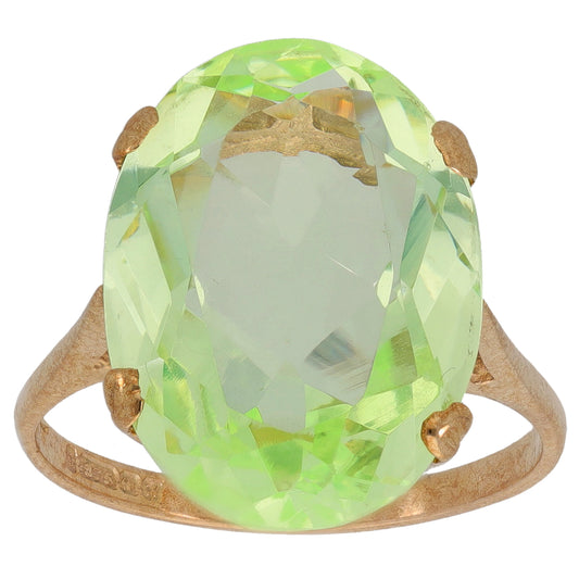 9ct Gold Imitation Gem Single Stone Ring Size P
