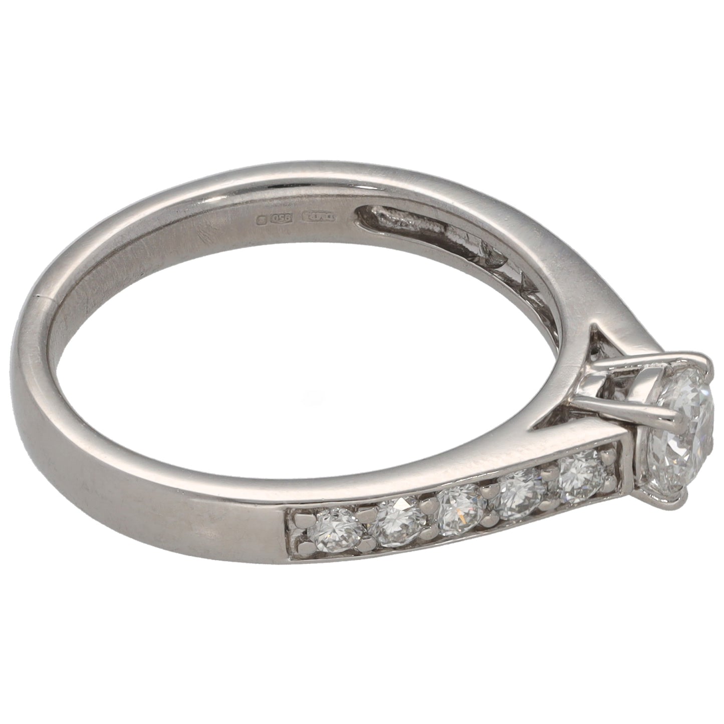 Platinum 0.80ct Diamond Solitaire Ring With Accent Stones Size O
