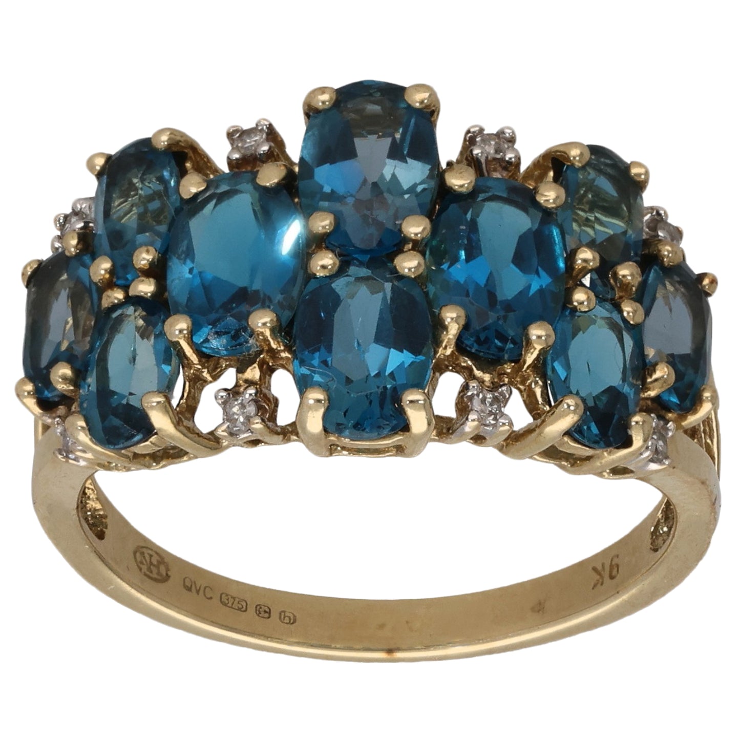 9ct Gold Topaz & 0.04ct Diamond Dress/Cocktail Ring Size O
