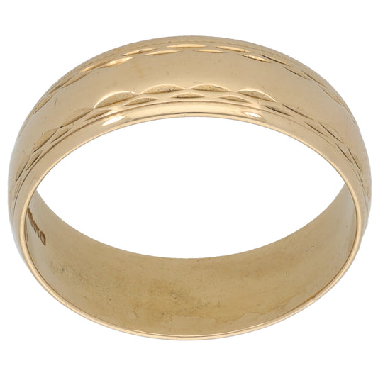9ct Gold Patterned Wedding Ring Size S