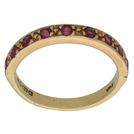 9ct Gold Ruby Half Eternity Ring Size O